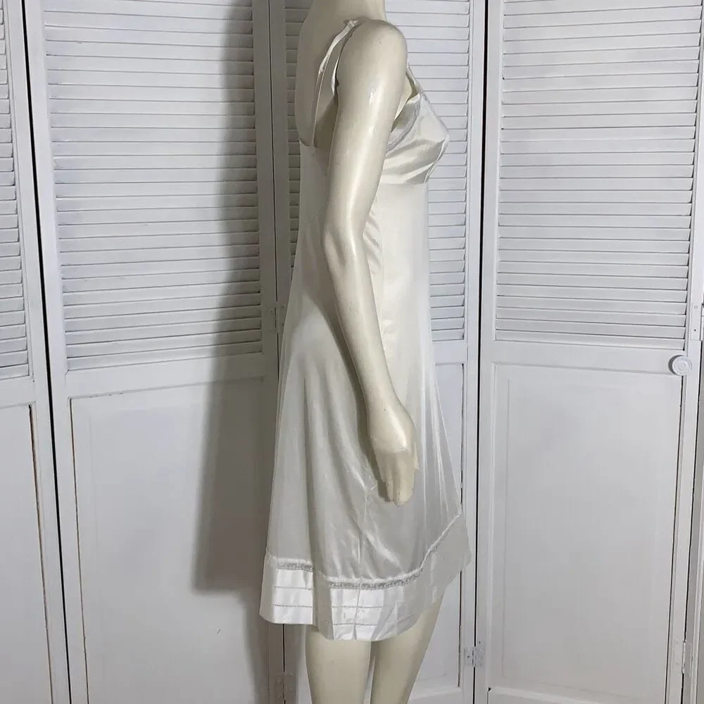 Vintage Lorraine Size 36 Tall Made in USA 100% Antron III Nylon White Full Slip - Picture 9 of 15